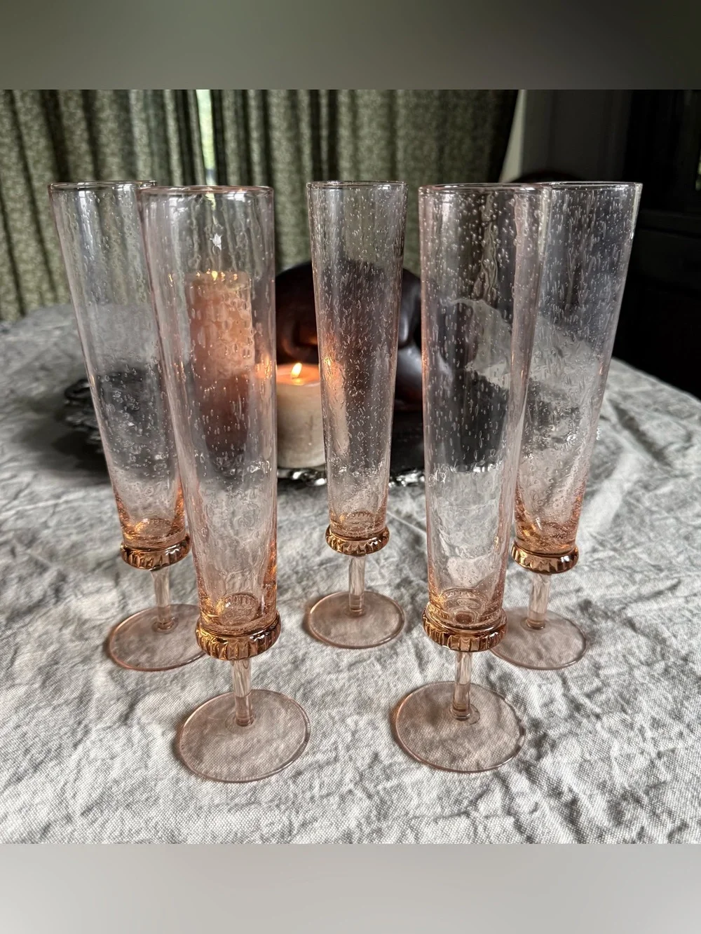 Anthropologie Amparo Champagne Flutes Set of 5 Blush Pink